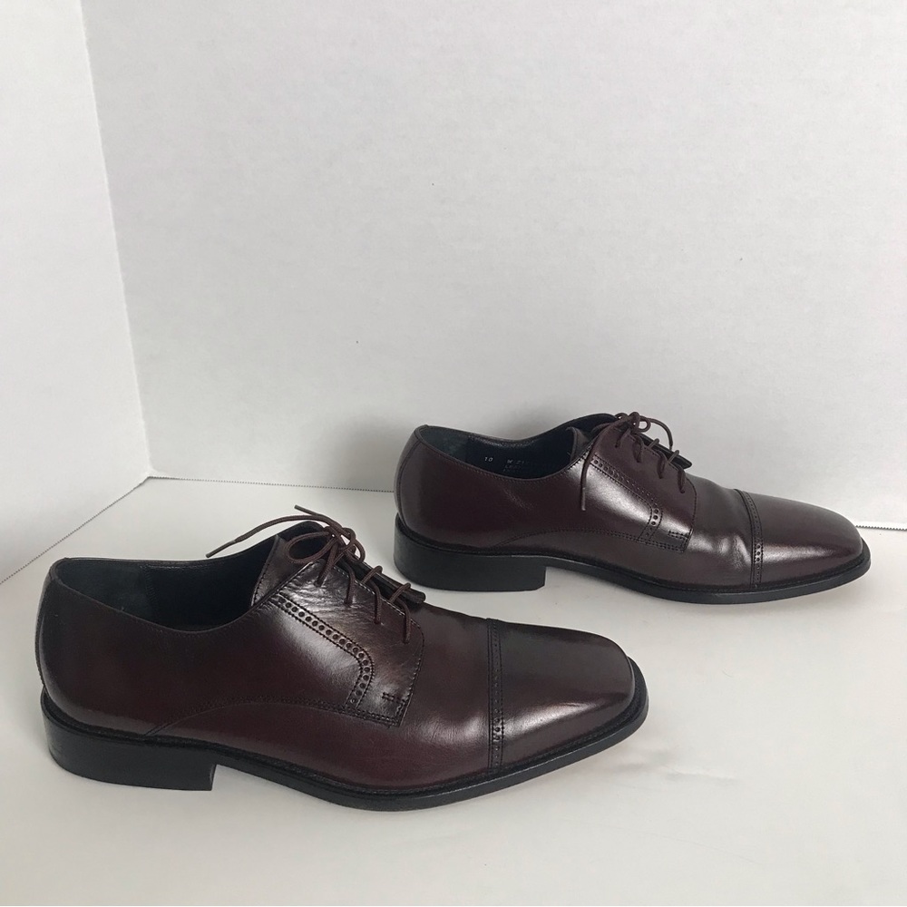 Bostonian Leather Burgundy Lace Up Oxford Cap Toe Flex Dress Shoes Mens Sz 10